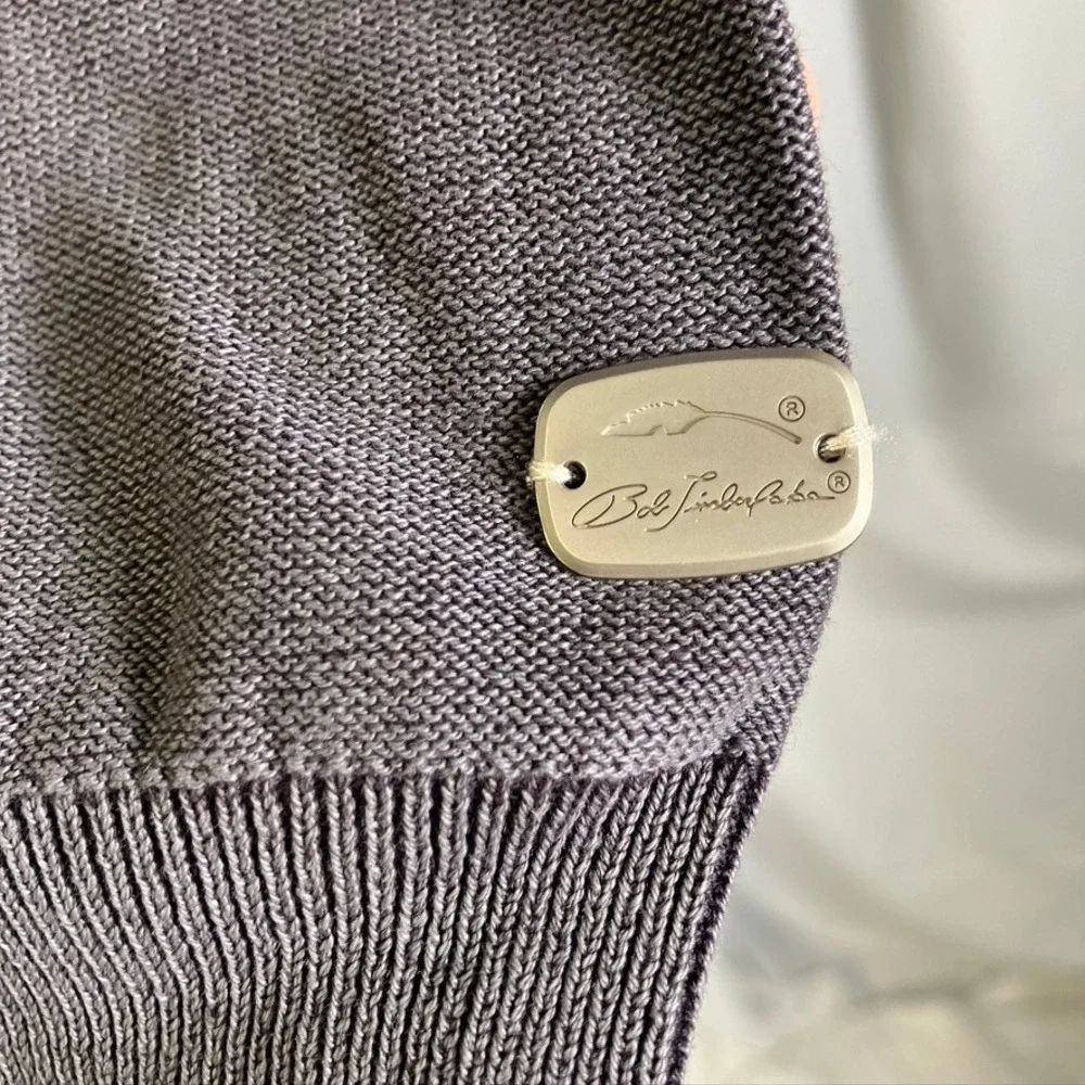 Bob Timberlake Mens Gray Knit Long Sleeve‎ Crewneck Sweater Size S Cotton